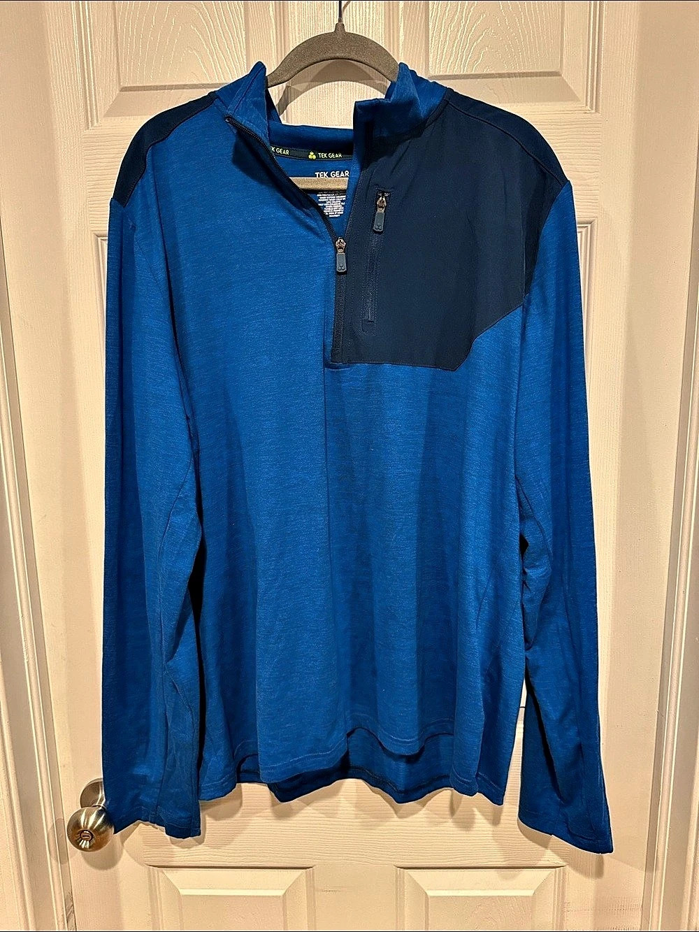 Tek Gear Mixed Media Pullover Men's Blue Quarter-Zip XXL